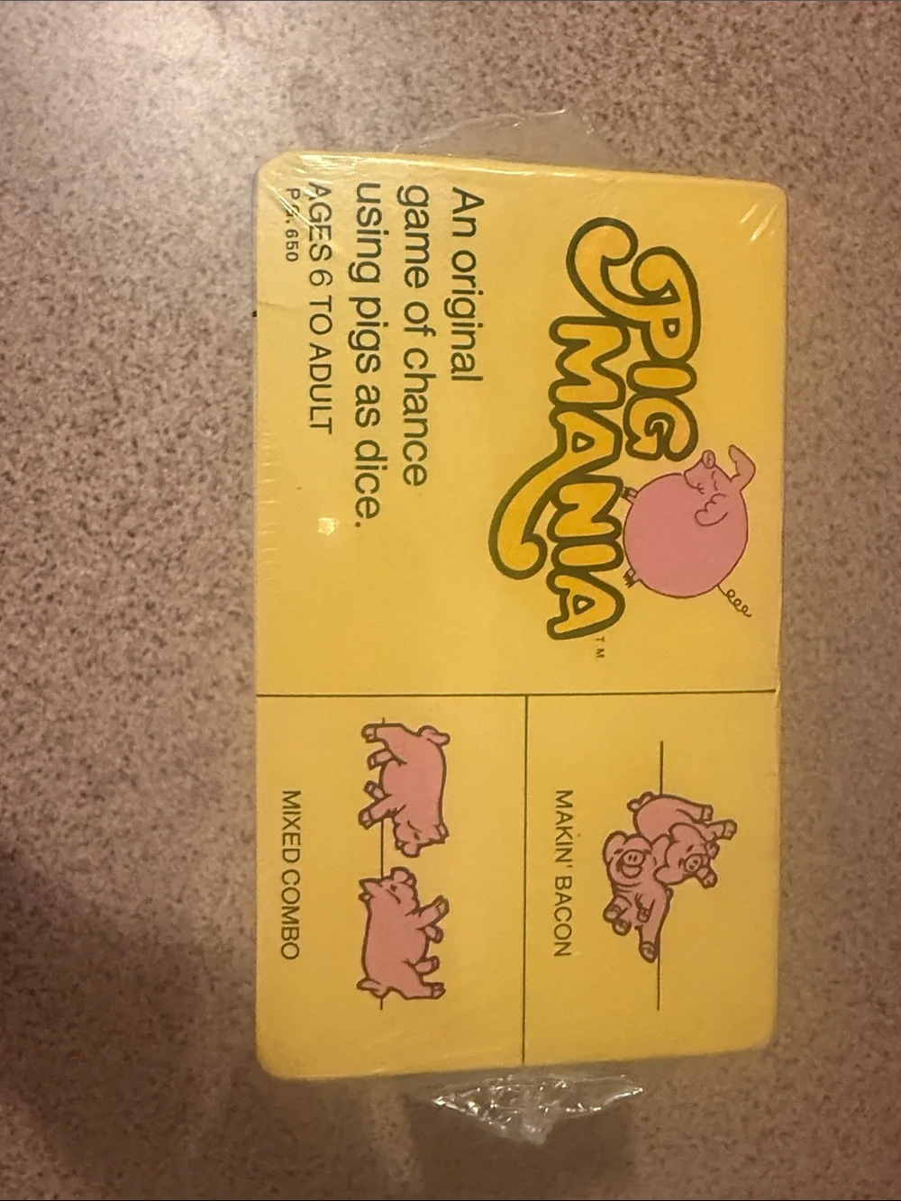 Pig Mania Kids Game - Yellow & Red Family Game Original 1977 New in Sealed Box